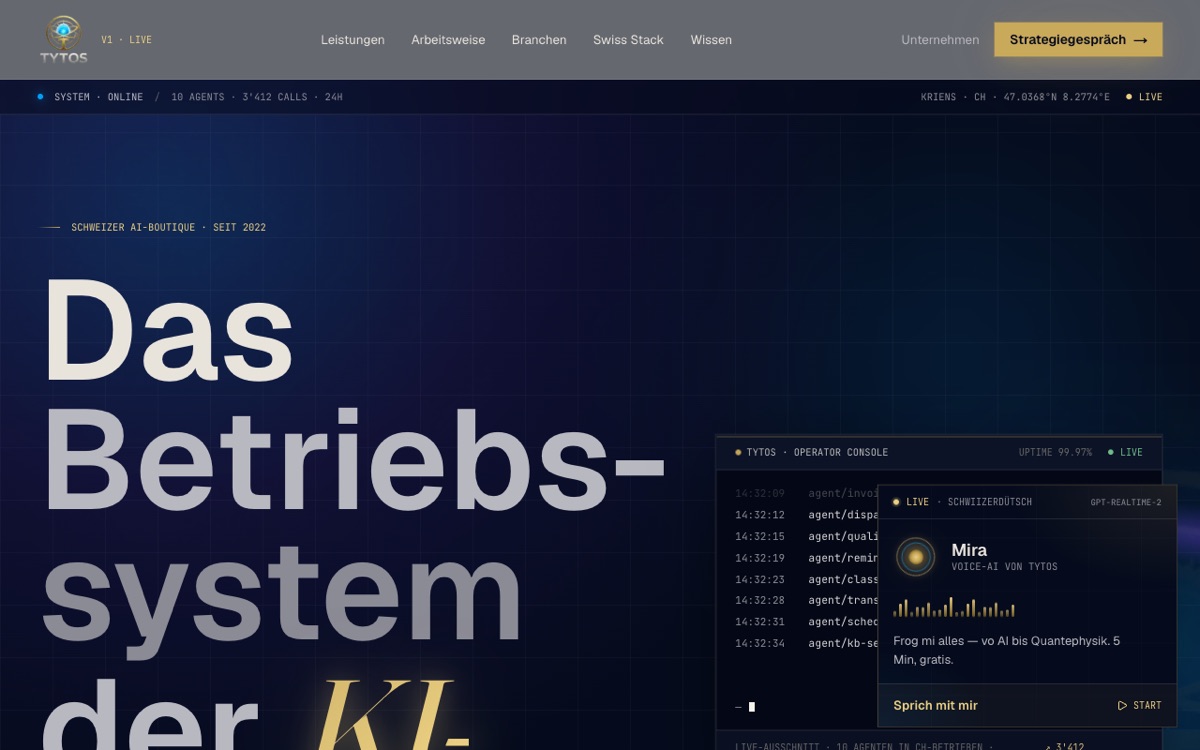 Screenshot von ai.tytos.ch