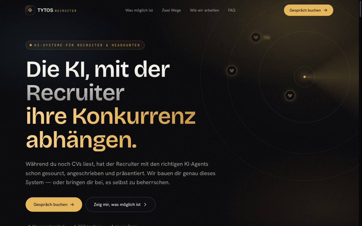 Screenshot von recruiter.tytos.ch