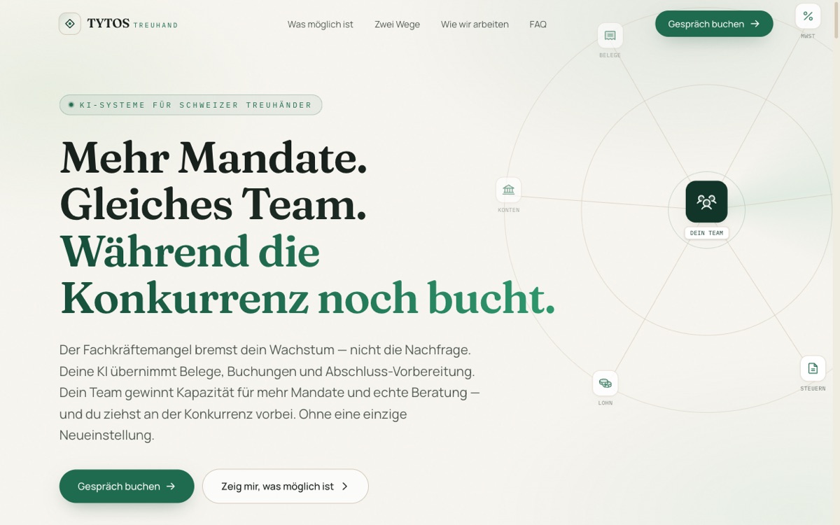Screenshot von treuhand.tytos.ch